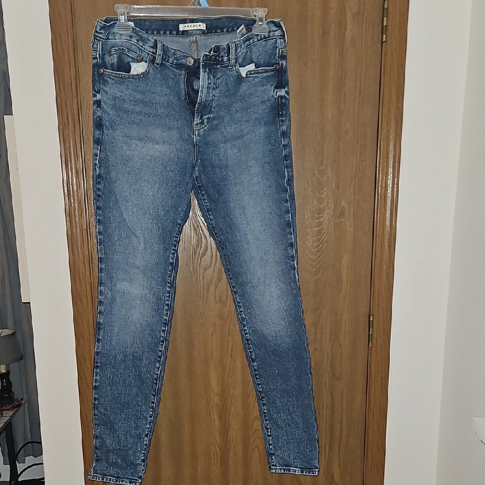 PacSun Blue Skinny Jeans with Faded Details